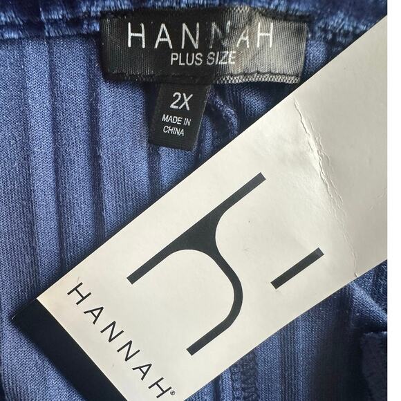 Hannah 2XL Crushed Velvet Navy Short Sleeve NWT Loose Holiday Shift Dress - Picture 4 of 6